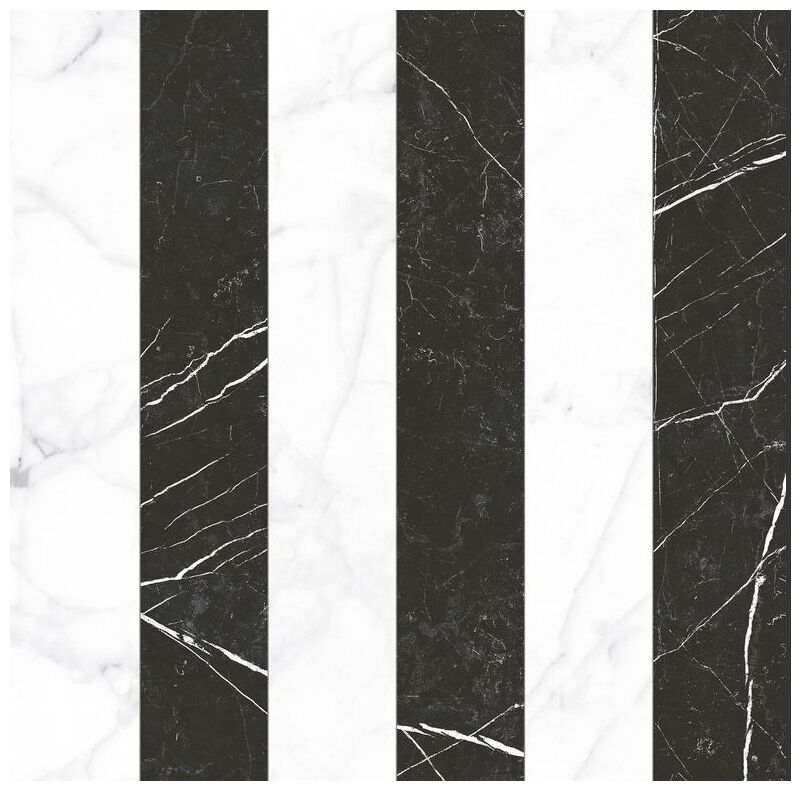 Matowa płytka Majestic Line Natural 59,55x59,55 z jasnym tłem i czarnymi marmurowymi pasami