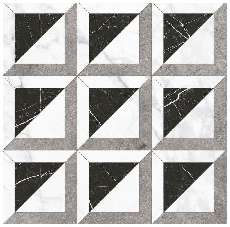 Gres Majestic Square Natural 59,55x59,55 z geometrycznym wzorem marmuropodobnym na matowej powierzchni