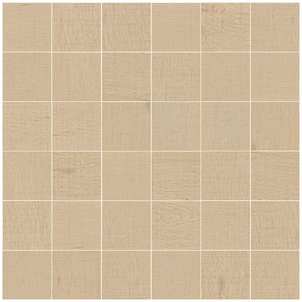 Beżowa mozaika gresowa Norway Maple 5x5 z efektem drewna i matowym wykończeniem