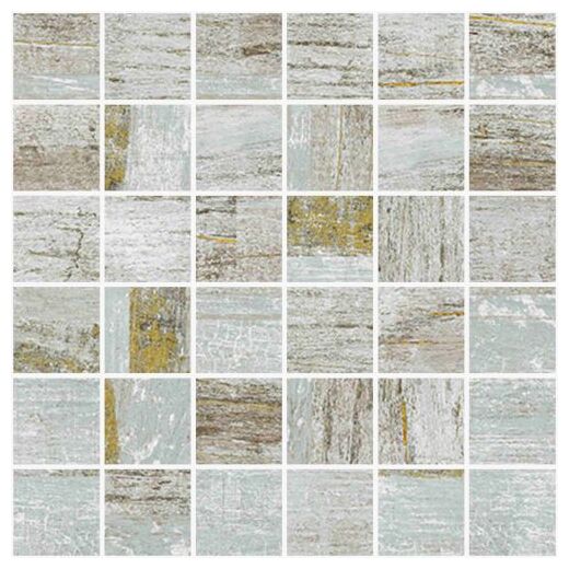 Kwadratowe elementy mozaiki Whisper White Natural z efektem naturalnego kamienia w szarościach