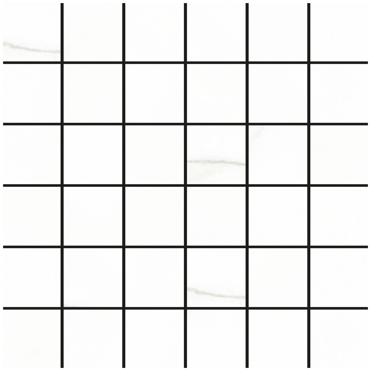 Mozaika Marbox Calacatta 5x5 z matowym marmurowym wzorem i jasnoszarymi żyłkami