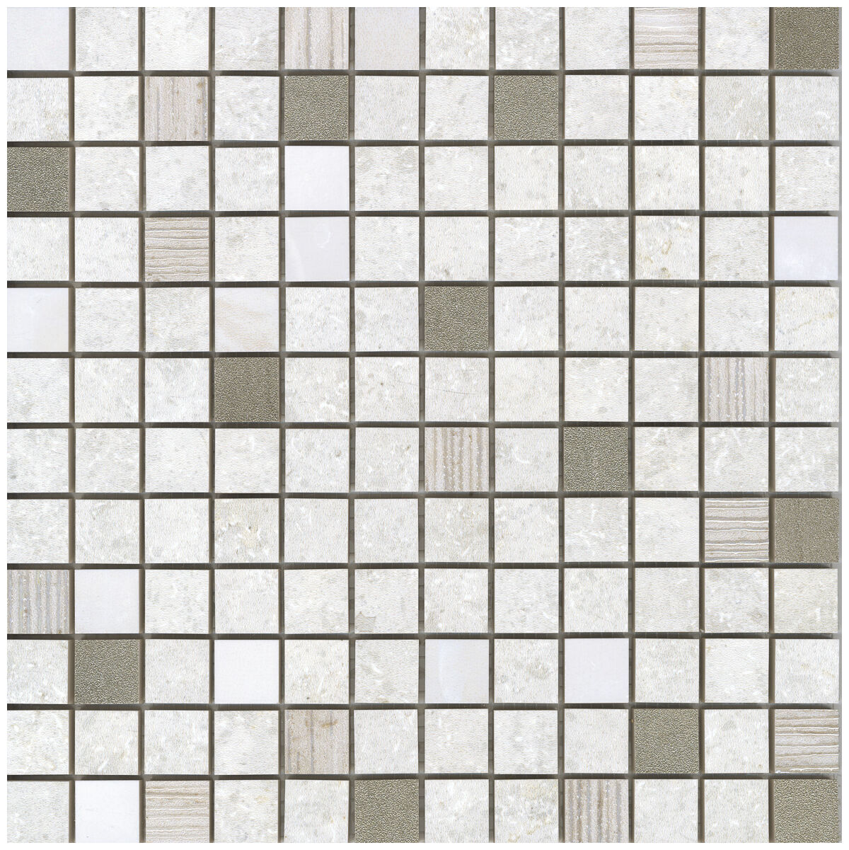 Mozaika Gravite Grey 2,5x2,5 z matową powierzchnią w szaro-beżowych odcieniach vintage