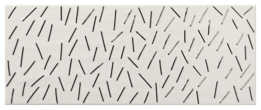 Duża matowa płytka Rain Grey dekor 20x50 z geometrycznym szarym wzorem na białym tle