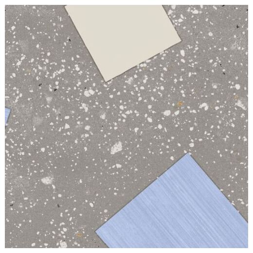 Gres AMA Ricetta Cenere Taglio 15x15 z szarym wzorem geometrycznym i kolorowymi akcentami