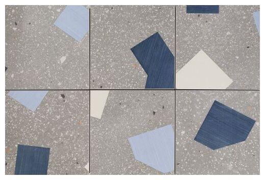 Gres AMA Ricetta Cenere Taglio 15x15 z szarym wzorem geometrycznym i kolorowymi akcentami - zdjęcie nr: 2