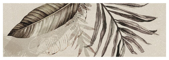 Matowa płytka dekoracyjna Durham III Ivory 30x90 z motywem liści na beżowym tle