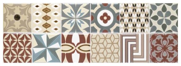 Many III dekor 20x60 z geometrycznymi i klasycznymi wzorami w stylu vintage na matowej powierzchni