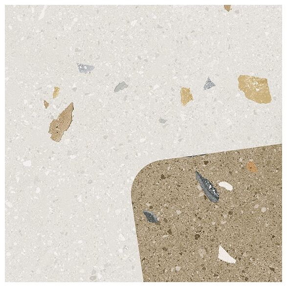 Antypoślizgowy Barchetto Multicolor gres 20x20 z jasnym tłem i wzorem lastryko w odcieniach beżu