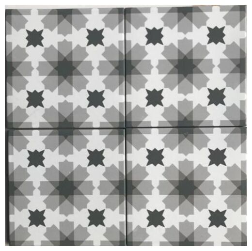 Płytka Monet 1 gres 20x20 z geometrycznym wzorem w szarościach i bieli do wnętrz