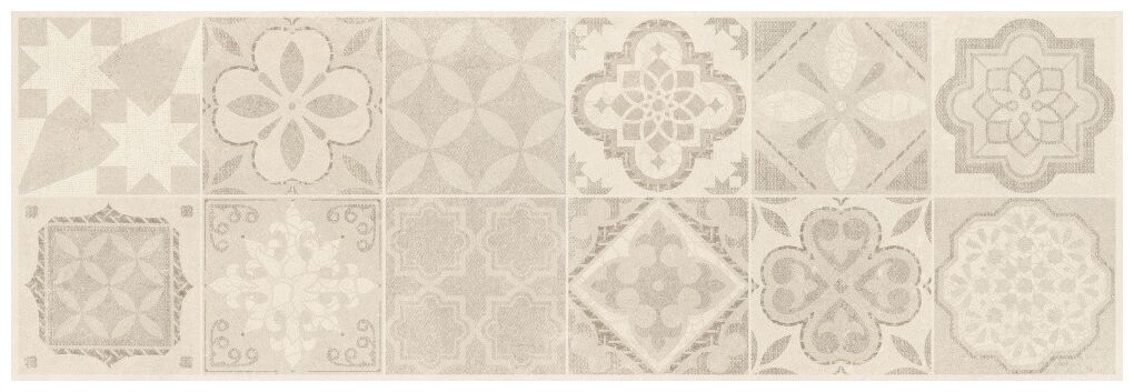 Matowa płytka Arkety Bone Backstage 40x120 z patchworkowym wzorem w stylu vintage