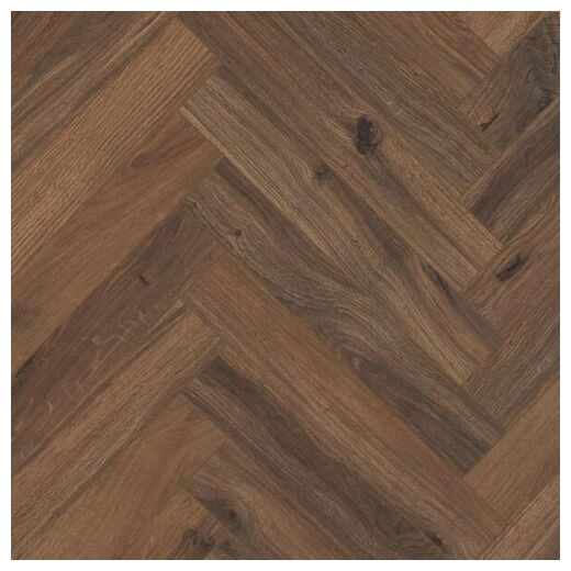 Panele laminowane Gyant Dark Brown 62002704 w układzie jodełki o ciepłym brązowym odcieniu