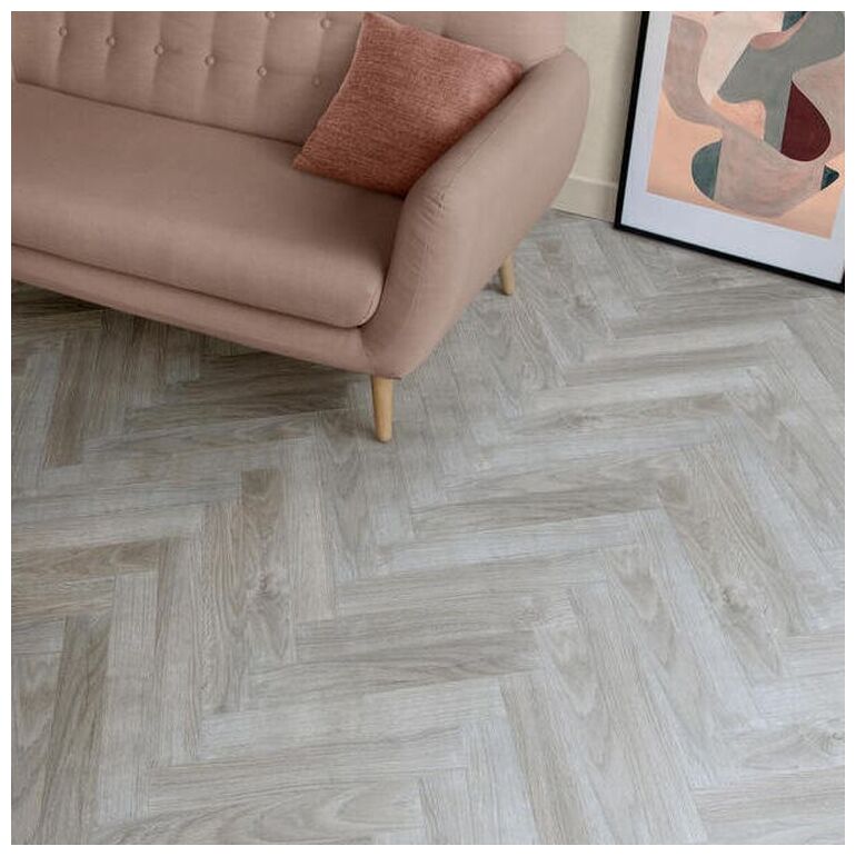 Panel laminowany Java Light Grey 62002714 w jasnoszarym kolorze z wzorem jodełki i matowym wykończeniem - zdjęcie nr: 6