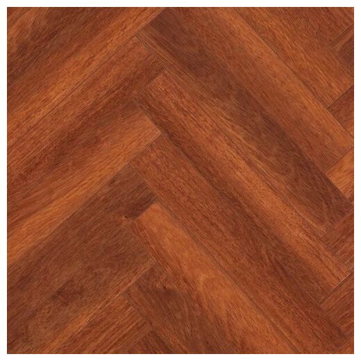 Ciemnobrązowe panele laminowane Merbau Brown 62002709 z wzorem jodełki i strukturą drewna