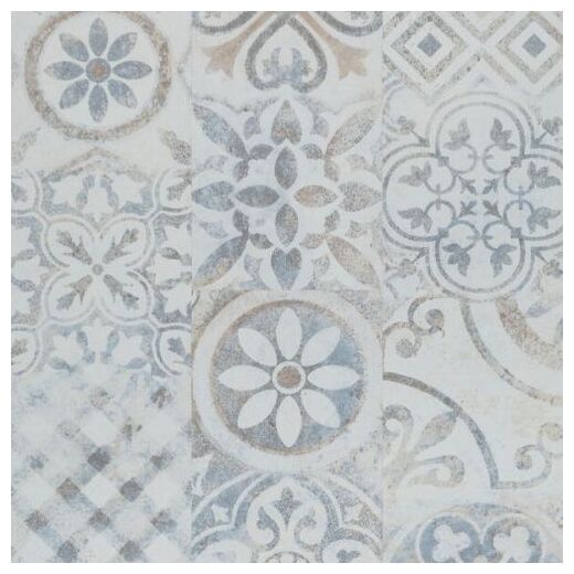 Patchworkowa podłoga Retro Chic Blue Grey 62003090 w błękitach i szarościach z przetarciami