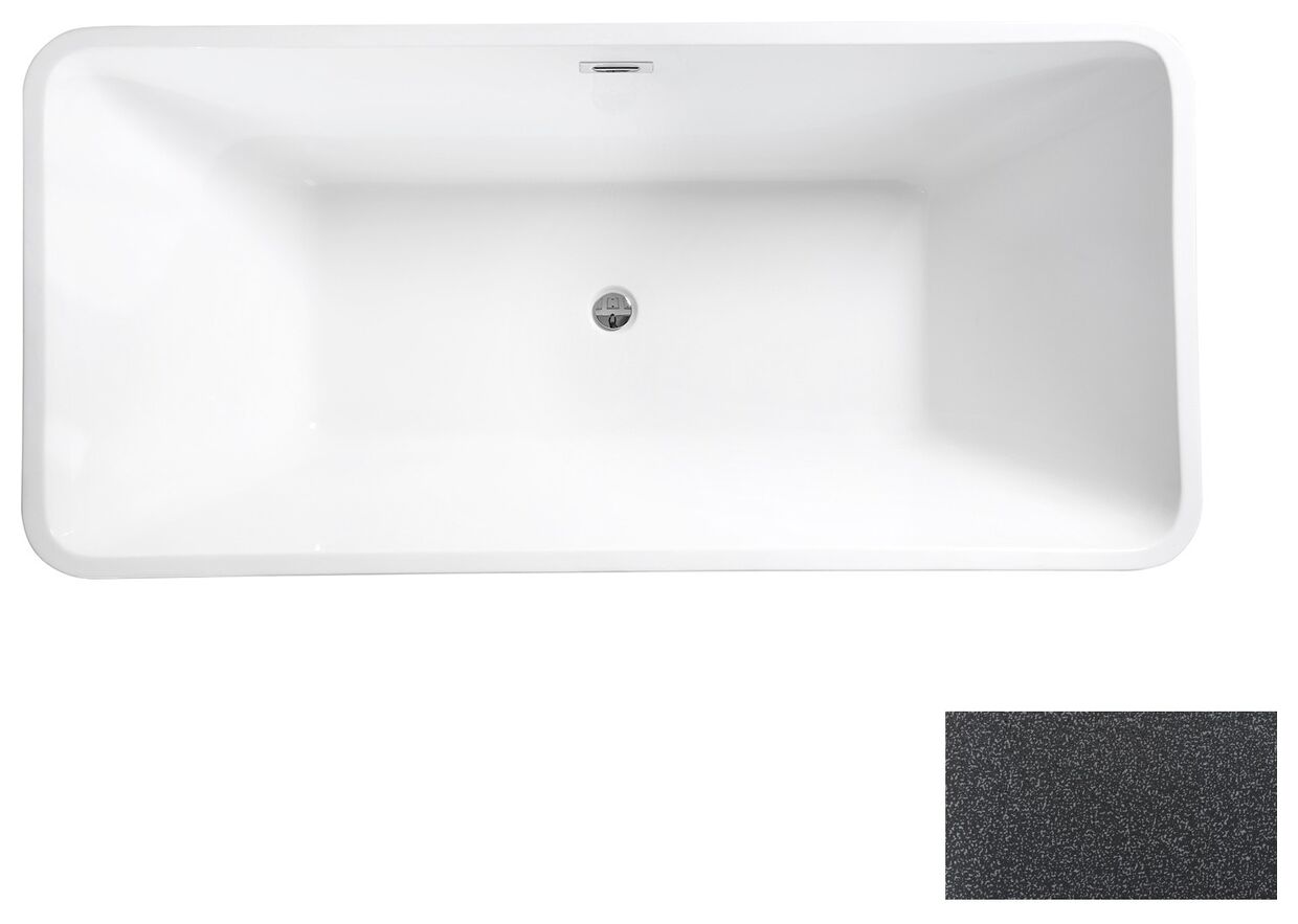 besco evita glam 160 grafitowa wanna wolnostojąca + maskownice chrom 160x80 (wa-160-egr) 