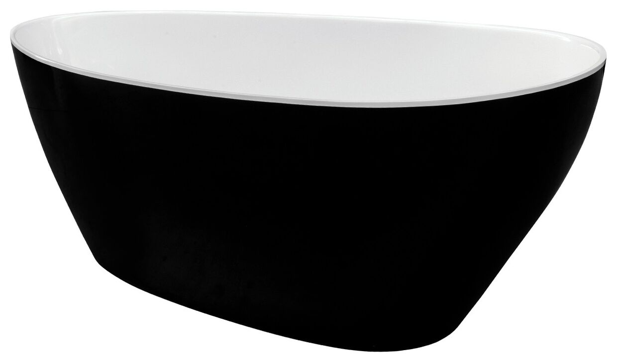 besco goya matt black & white 160 wanna wolnostojąca + klik-klak chrom 160x70 (wmmc-160gkc) 