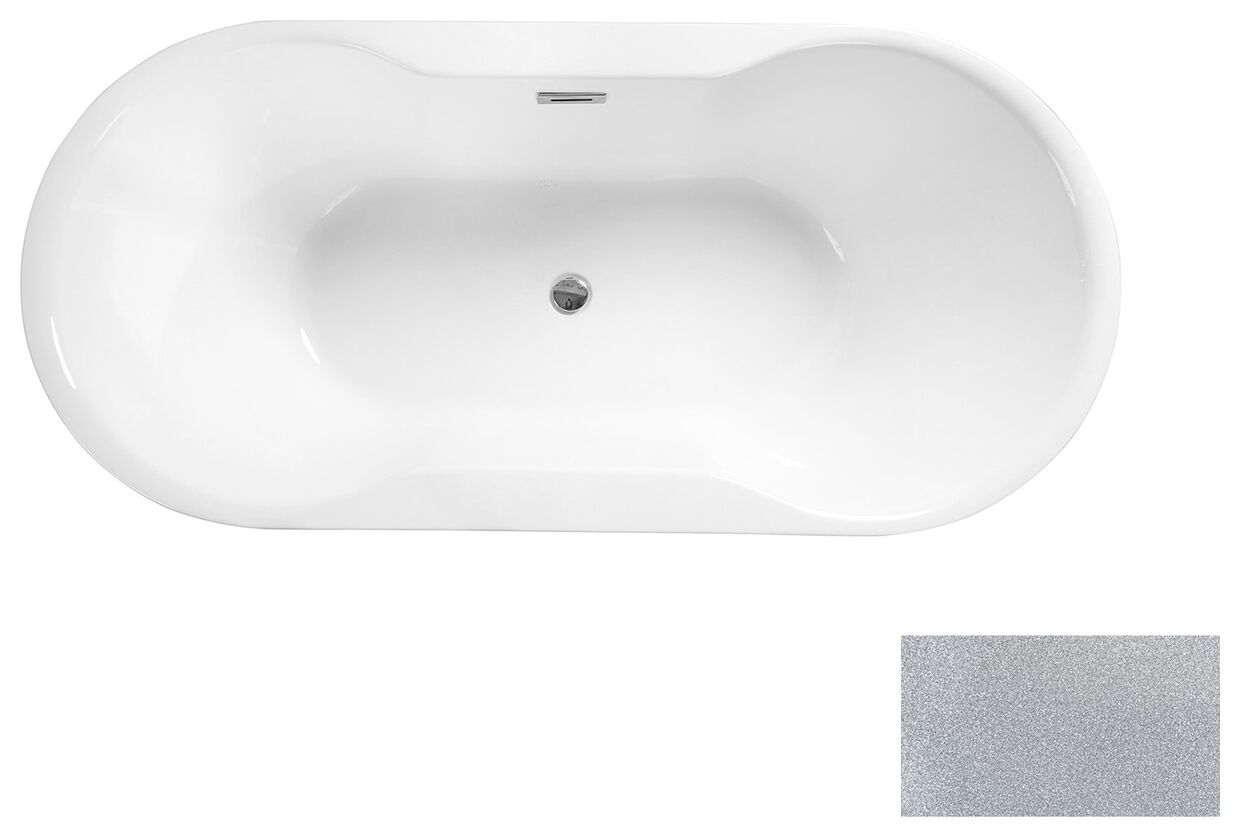 besco navia glam 140 srebrna wanna wolnostojąca+ maskownica syfonu z przelewem grafit140x75 (wa-140-nsg) 
