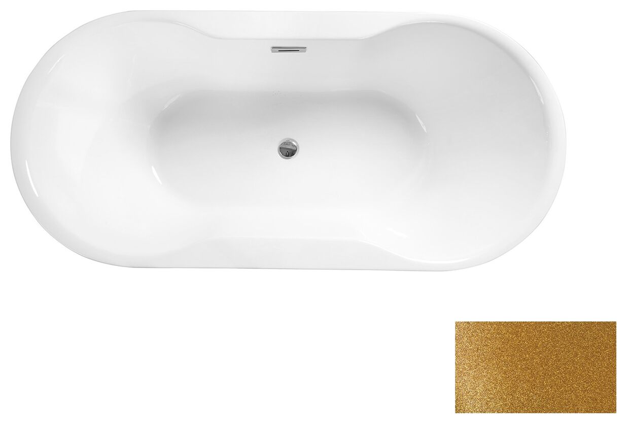 besco navia glam 150 złota wanna wolnostojąca  maskownica syfonu z przelewem złota 150x80 (wa-150-nzz) 