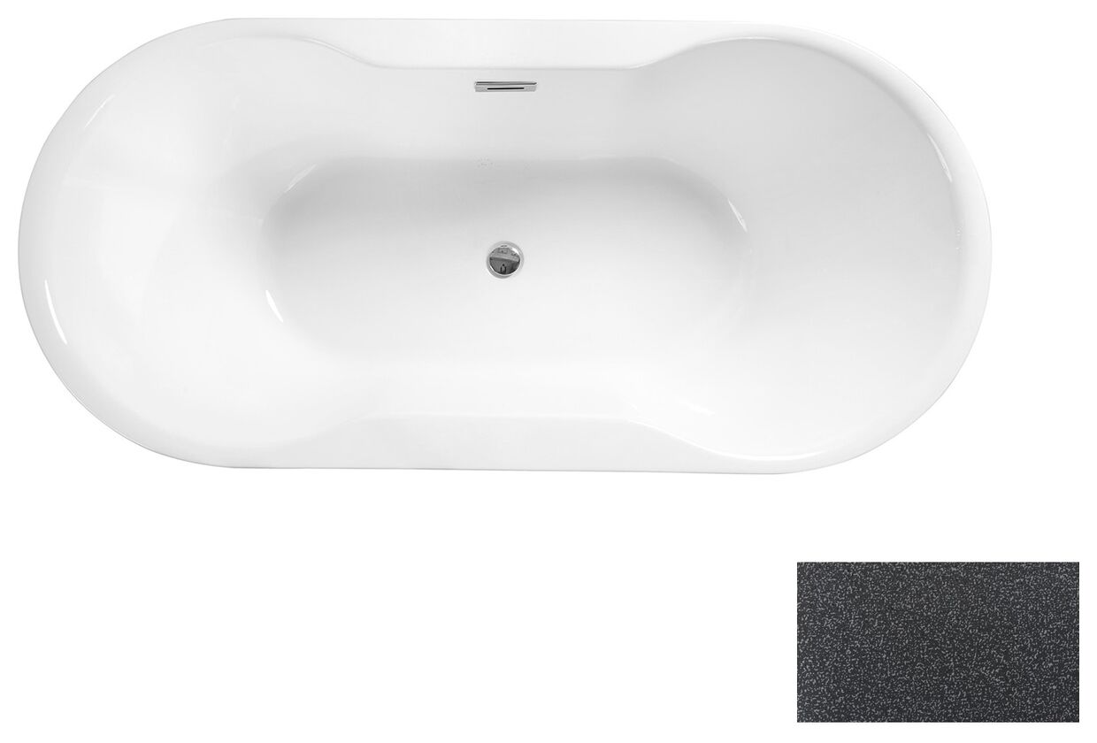 besco navia glam 160 grafitowa wanna wolnostojąca+ maskownica syfonu z przelewem złota 160x80 (wa-160-ngz) 