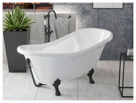 besco otylia 160 nogi czarne wanna wolnostojąca retro otwór odpływowy i przelewowy 160x77x63 (ot-160-cz-o) 