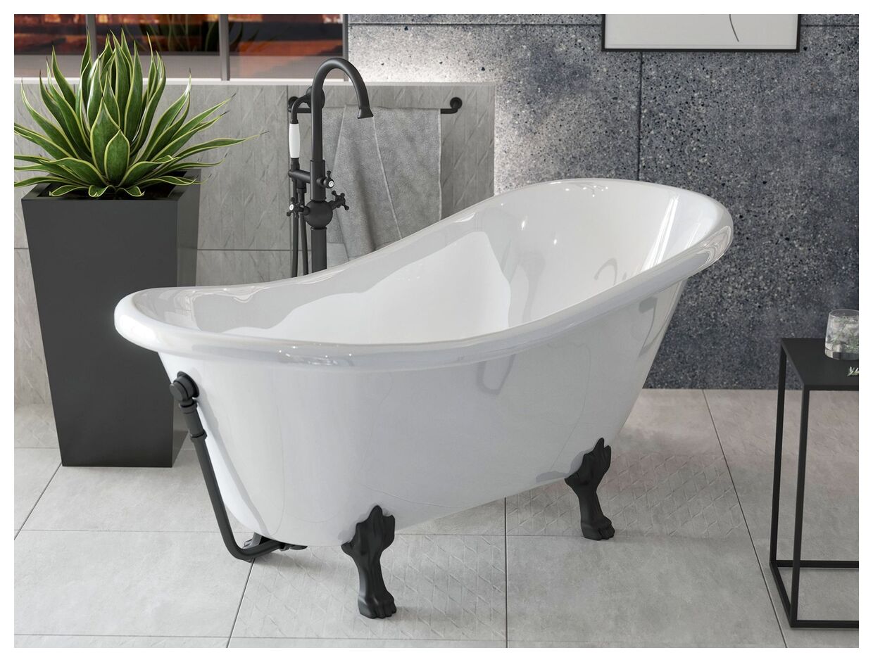 besco otylia 170 nogi czarne mat wanna wolnostojąca retro z otworem odpływowym 170x77x63 (wko-170w+cz) 