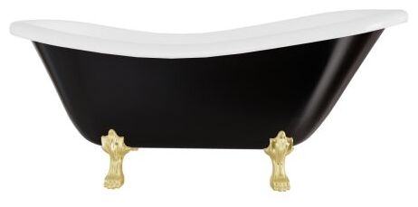 besco otylia b&w160 nogi złote wanna wolnostojąca retro otwór odpływowy i przelewowy 160x77 (ot160-bwzl-o) - zdjęcie nr: 2