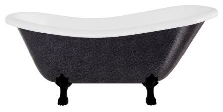 besco otylia glam160 grafitowa nogi czarne wanna wolnostojąca retro otwór odpływowy 160x77 (wko-160-ggb) 