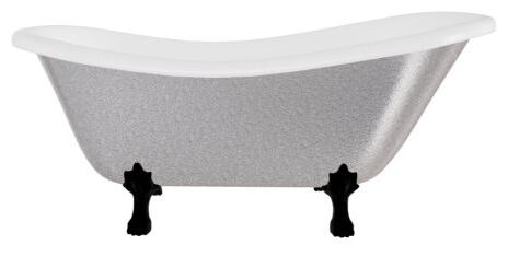 besco otylia glam160 srebrna nogi czarne mat wanna wolnostojąca retro 2-otworowa 160x77 (ot160-gscz-o) - zdjęcie nr: 2