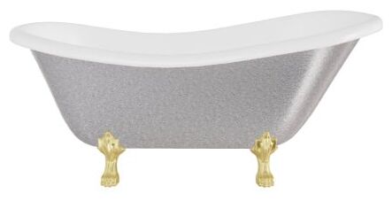 besco otylia glam160 srebrna (nogi złote) wanna wolnostojąca retro 2-otworowa 160x77 (ot160-gszl-o) - zdjęcie nr: 2