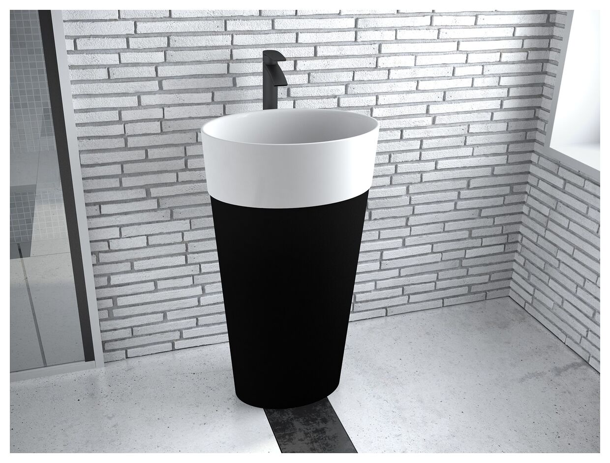 besco uniqa black & white umywalka wolnostojąca + klik-klak biały 32x46x84 (umd-u-wbww) 