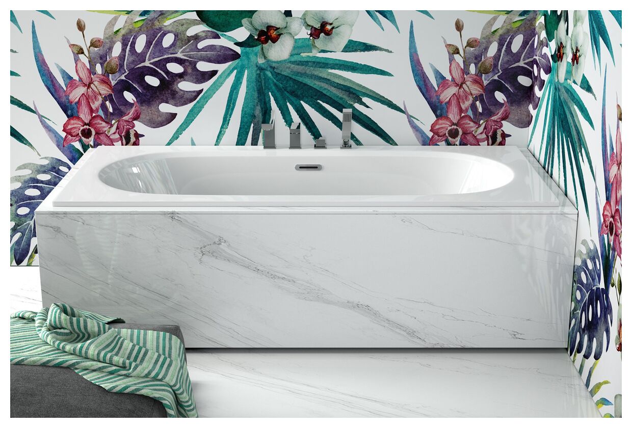 Besco Vitae Slim+ 160 Wanna prostokątna 160x75 Syfon z Przelewem Białym (Wav-160-Sb+)