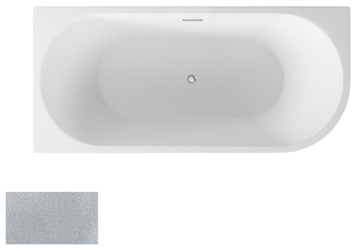 besco zoya glam 150 l srebrna wanna wolnostojąca lewa + maskownice grafitowe 150x75 (wa-150-zlsg) 