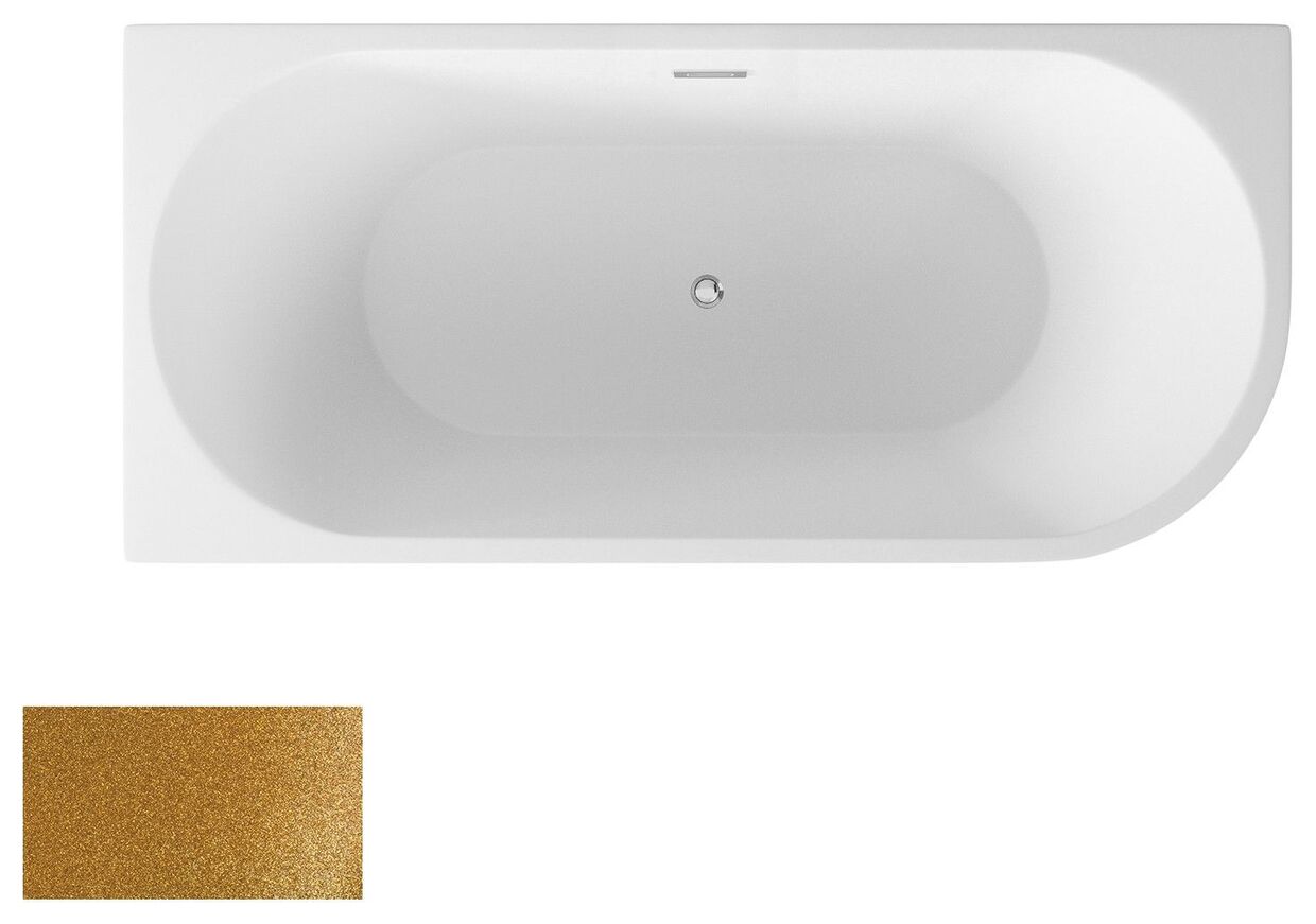 besco zoya glam 150 l złota wanna wolnostojąca lewa + maskownice złote 150x75 (wa-150-zlzz) - zdjęcie główne