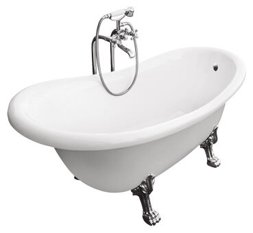 besco otylia 170 nogi chrom wanna wolnostojąca retro z otworem odpływowym 170x77x63 (wko-170w+ch) 