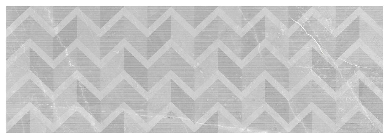 Błyszcząca płytka Pulpis dekor 25x75 z geometrycznym wzorem w odcieniach szarości