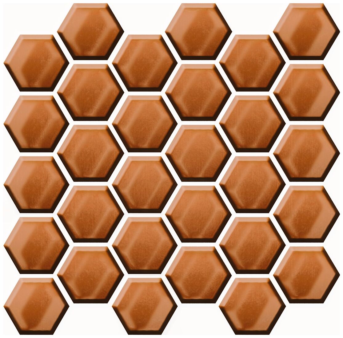 bianca copper glass hexagon mozaika 25x25 - zdjęcie główne