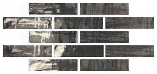 Błyszcząca płytka ścienna Raku Graphite 7,5x30 z grafitowym nieregularnym wzorem