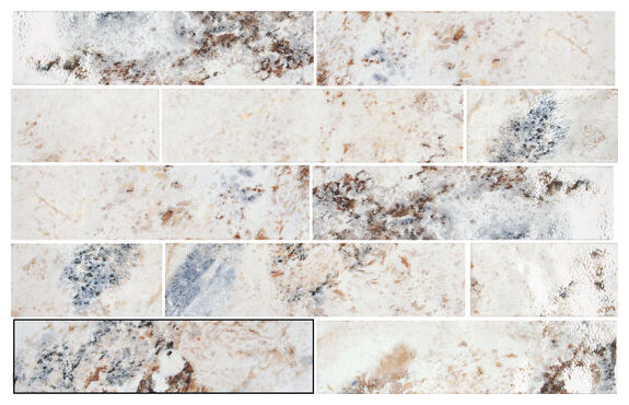 Błyszcząca płytka ścienna Dallas Oxid w stylu rustykalnym z bielą i ciemnymi plamami - zdjęcie nr: 2