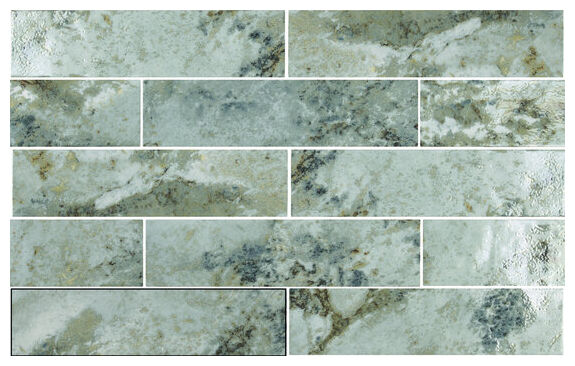 Błyszcząca płytka Dallas Acqua 6,3x25 z nieregularnymi tonalnymi przejściami i wzorami - zdjęcie nr: 2