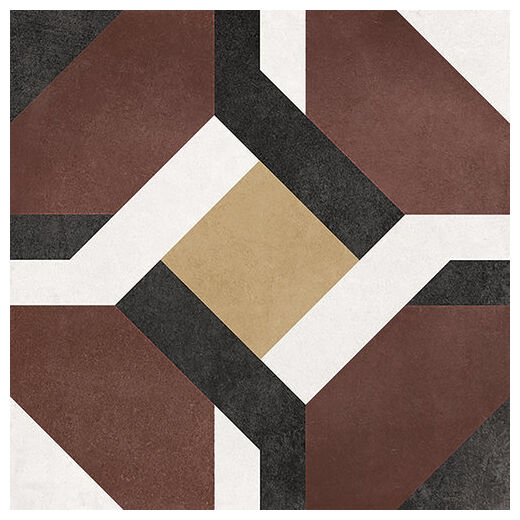 Płytka Morgan gres 15x15 z geometrycznym wzorem w odcieniach czerwieni czerni i beżu