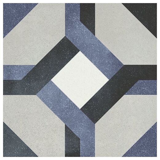 Matowa płytka Laure gres 15x15 z geometrycznym wzorem w odcieniach bieli szarości i granatu