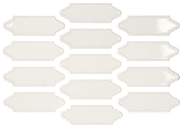 Biała płytka ścienna Mecox Snow Crackled 5x15 z błyszczącą i popękaną strukturą