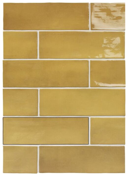 Żółta płytka ścienna Seville Honey o błyszczącej powierzchni i delikatnej strukturze - zdjęcie nr: 2