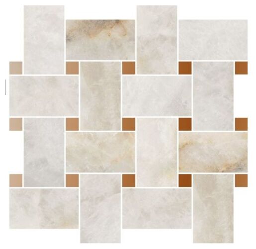 Duża mozaika Cordoba 26,5x26,5 w odcieniach beżu i szarości z błyszczącą powierzchnią