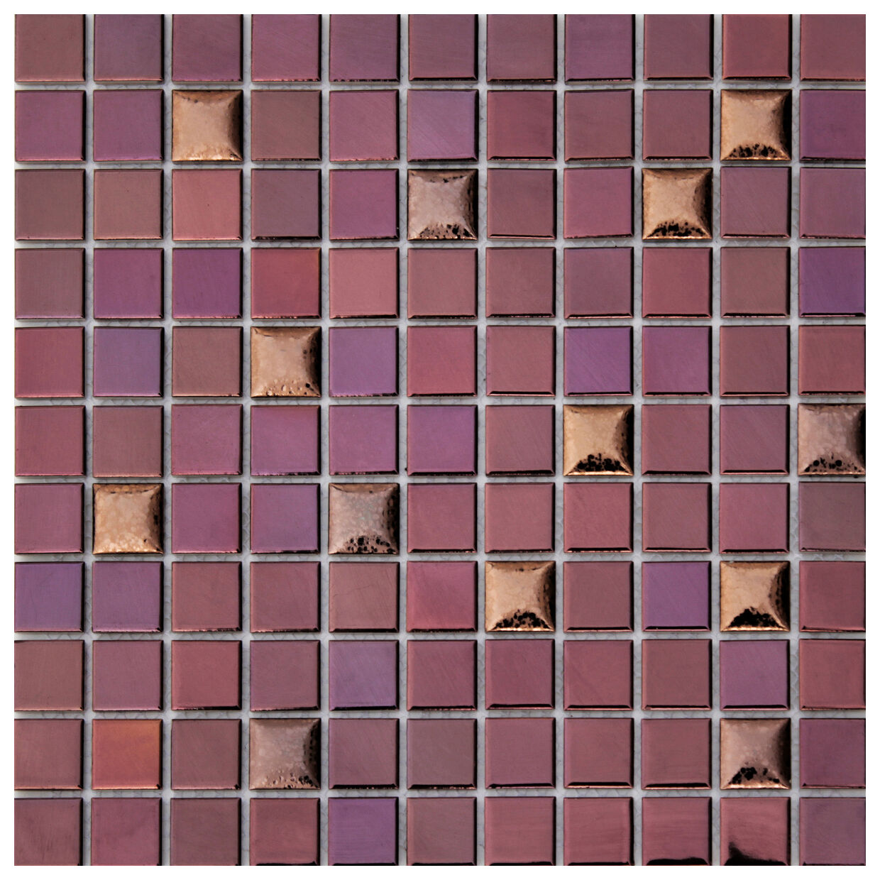 Fioletowa mozaika 3D Porto Ceramiczna 30x30 z błyszczącymi i wypukłymi elementami