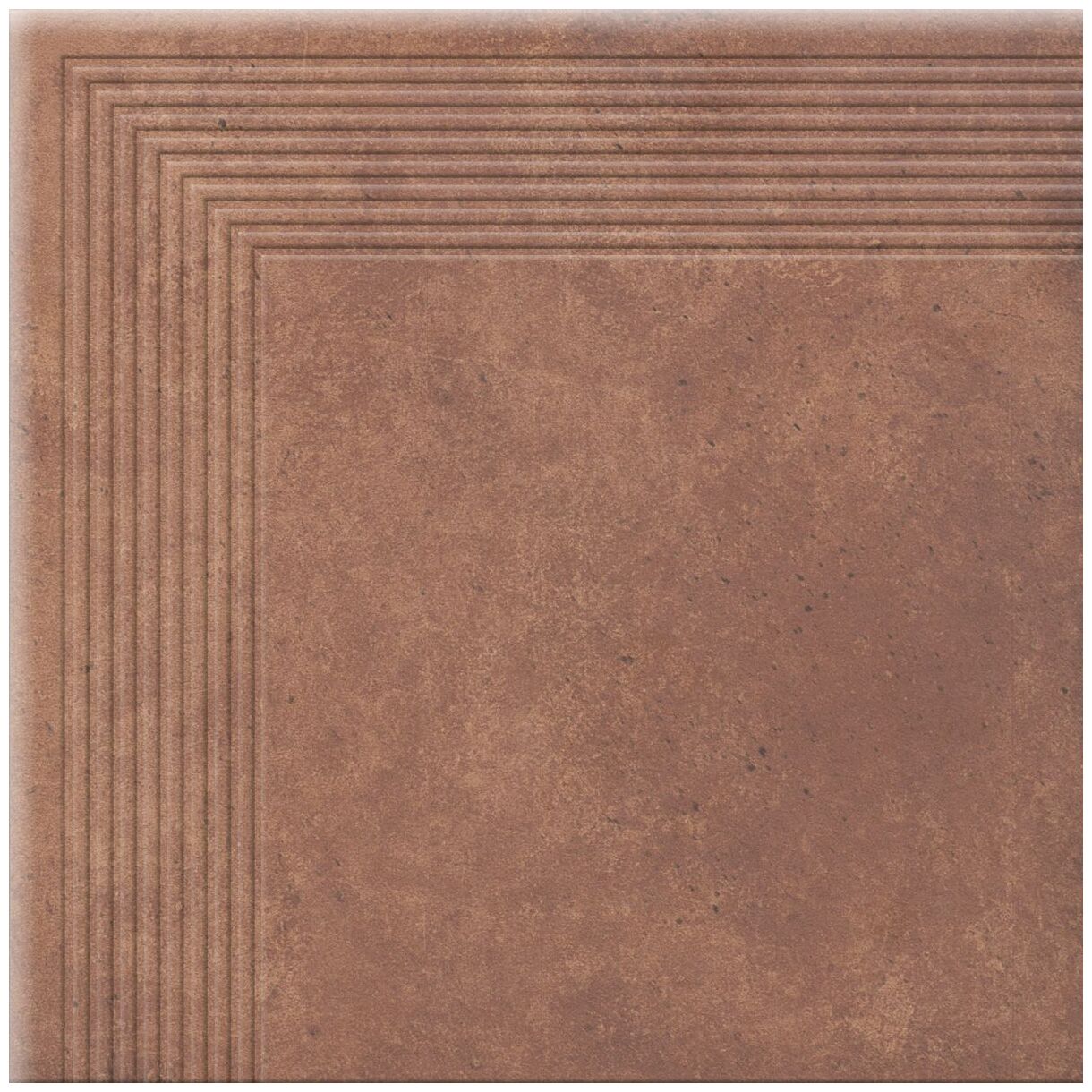 Duża stopnica klinkierowa Cottage Chili 30x30 z matowym wykończeniem w ciepłych odcieniach