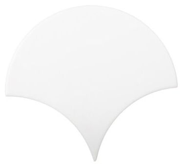 Biała matowa płytka ścienna Escama White w kształcie delikatnych wachlarzy 15,5x17 cm