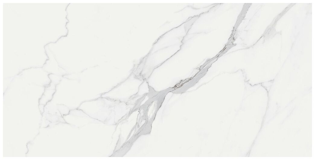 Biały gres White Marble Statuario 61x122,2 z delikatnymi szaro-srebrnymi żyłkami marmuru