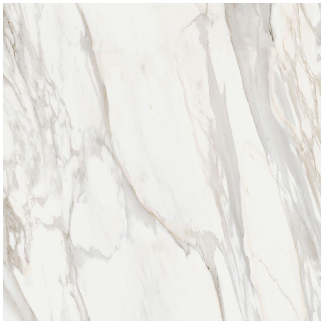 White Marble Calacatta ORO gres rektyfikowany 61x61 o jasnym tle z szaro-beżowymi żyłkami