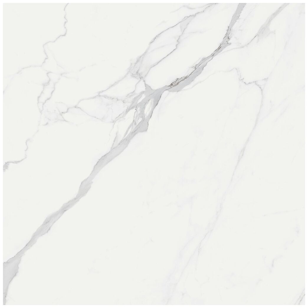 Gres White Marble Statuario 61x61 o matowej powierzchni i marmurowym wzorze z szarymi żyłkami